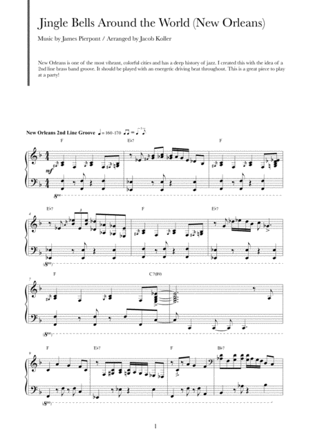Free Sheet Music Jingle Bells Around The World New Orleans
