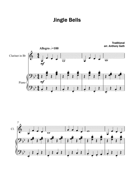 Free Sheet Music Jingle Bells Clarinet And Piano