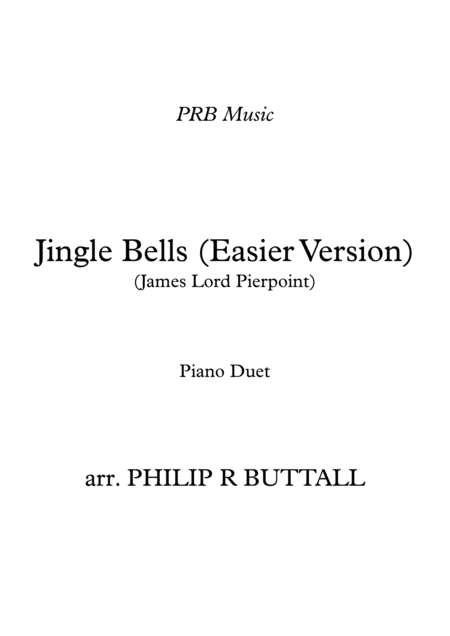 Jingle Bells Easier Version Piano Duet Four Hands Sheet Music