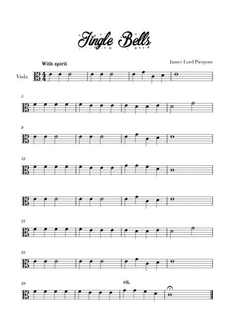 Jingle Bells Easy Beginner For Viola Sheet Music