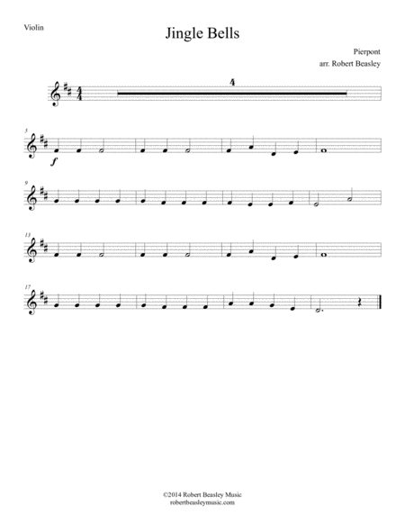 Jingle Bells Easy Violin W Piano Accomp Sheet Music