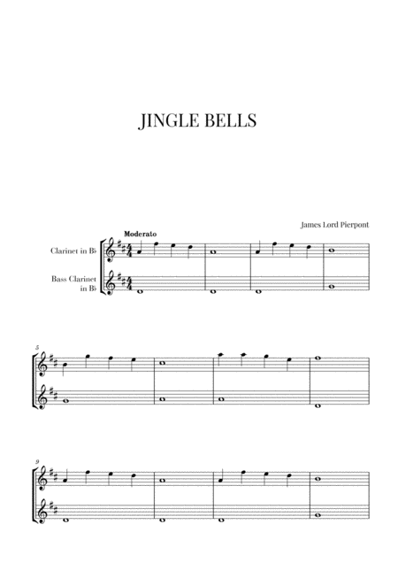 Free Sheet Music Jingle Bells For Clarinet And Bass Clarinet