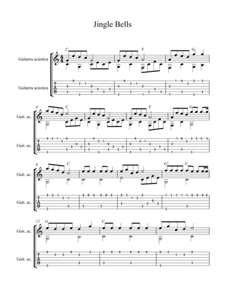 Free Sheet Music Jingle Bells For Fingerstyle Guitar