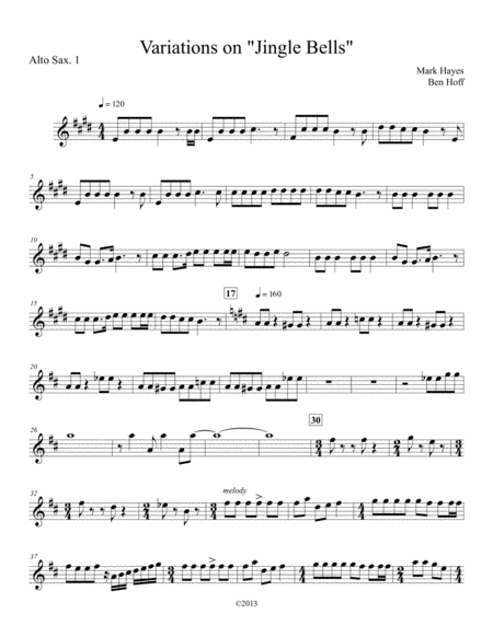 Jingle Bells For Sax Quartet Sheet Music