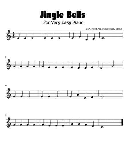 Jingle Bells For Very Easy Piano Sheet Music