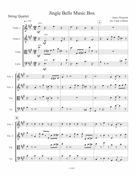 Jingle Bells Music Box String Quartet Sheet Music