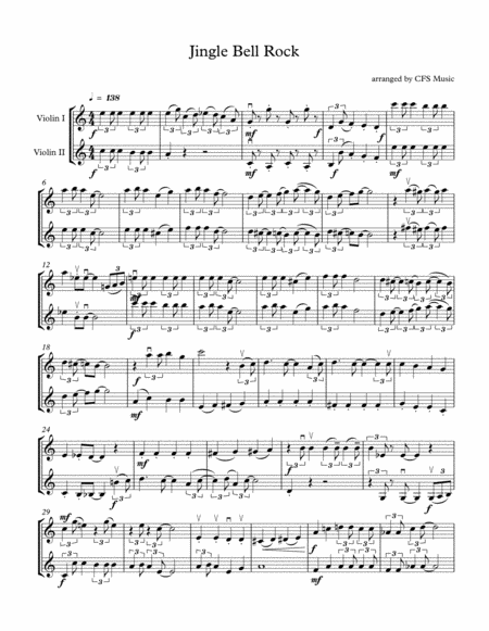 Jingle Bells Rock Violin Duet Sheet Music