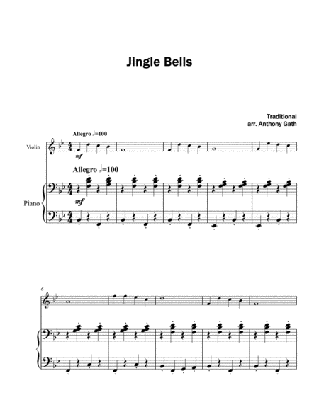 Free Sheet Music Jingle Bells Violin And Piano