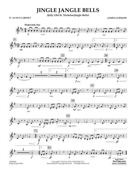 Jingle Jangle Bells Jolly Old St Nicholas Jingle Bells Eb Alto Clarinet Sheet Music