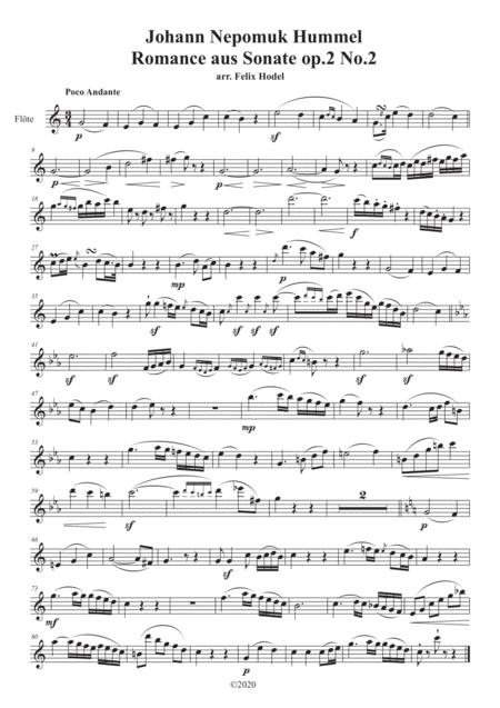 Free Sheet Music Johann Nepomuk Hummel Romanze From Sonata For Flute And Piano Op 2 No 2