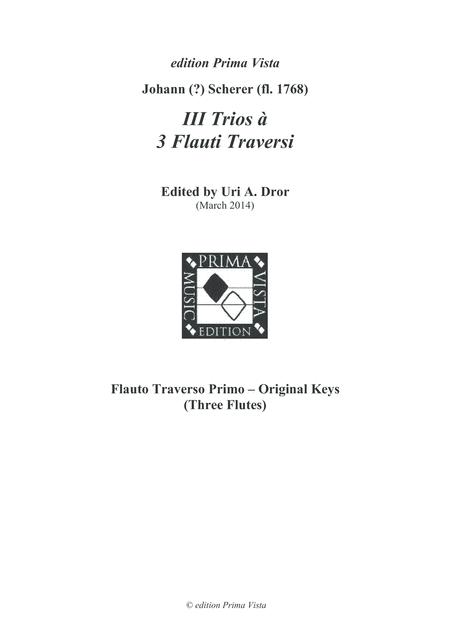 Johann Scherer Iii Trios For Three Flutes Parts Sheet Music