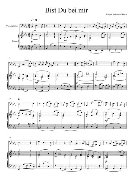 Free Sheet Music Johann Sebastian Bach Bist Du Bei Mir Violoncello Solo