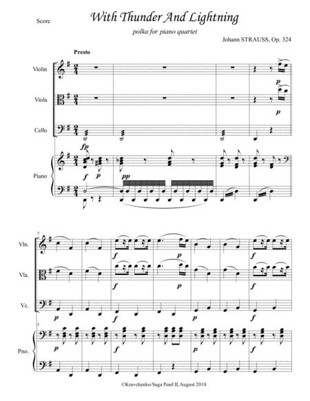 Johann Strauss Ii Thunder And Lightning Polka Arr For Piano Quartet Score And Parts Sheet Music