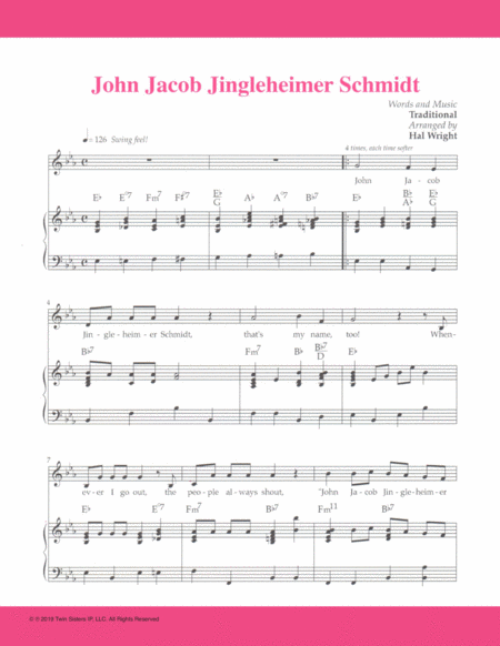 John Jacob Jingleheimer Schmidt Sheet Music