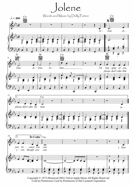 Jolene Sheet Music