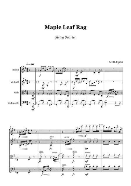 Free Sheet Music Joplin Maple Leaf Rag String Quartet Score And Parts