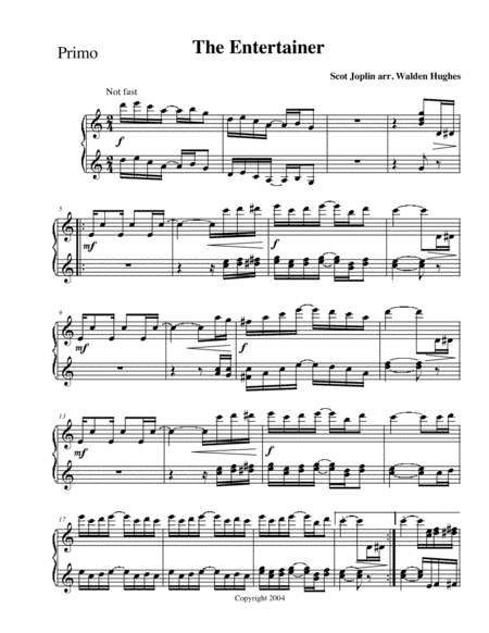 Free Sheet Music Joplins Entertainer Piano Duet 1 Piano 4 Hands