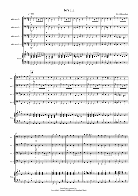 Free Sheet Music Jos Jig For Cello Quartet