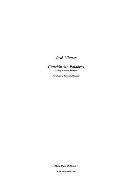 Free Sheet Music Jos Vtores Cancin Sin Palabras Song Without Words For Double Bass And Guitar