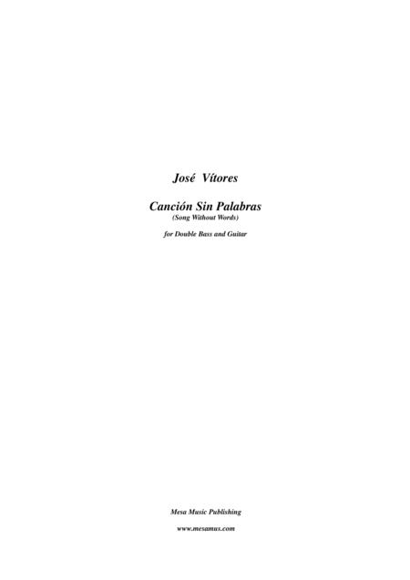 Jos Vtores Cancin Sin Palabras Song Without Words For Double Bass And Guitar Sheet Music