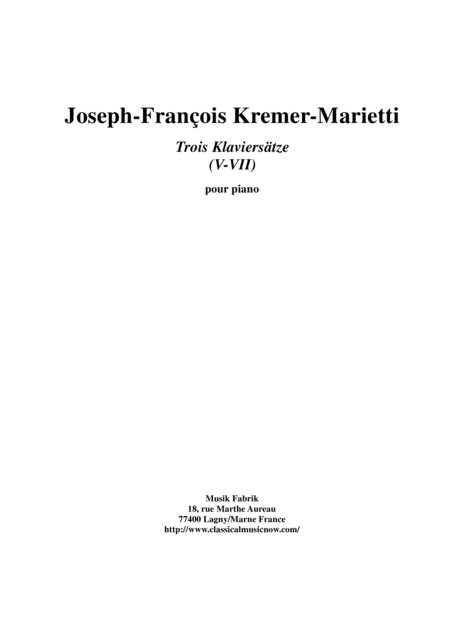 Free Sheet Music Joseph Franois Kremer Klaviersatzen No 5 7