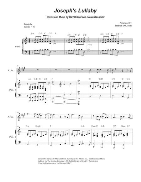 Joseph Lullaby Alto Saxophone And Piano Sheet Music