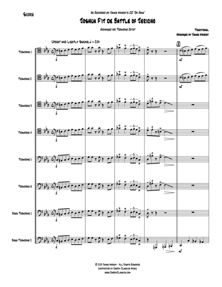 Joshua F It De Battle Of Jericho For 8 Part Trombone Ensemble Sheet Music