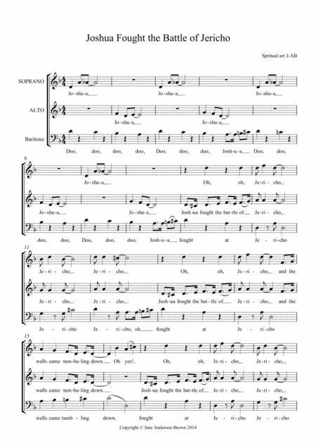 Free Sheet Music Joshua Fought The Battle Of Jericho Sab