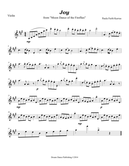 Free Sheet Music Joy From Moon Dance Of The Fireflies Violin Solo Part