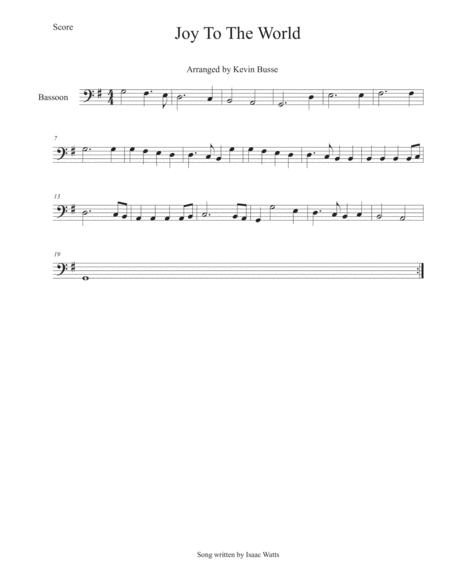 Free Sheet Music Joy To The World Bassoon