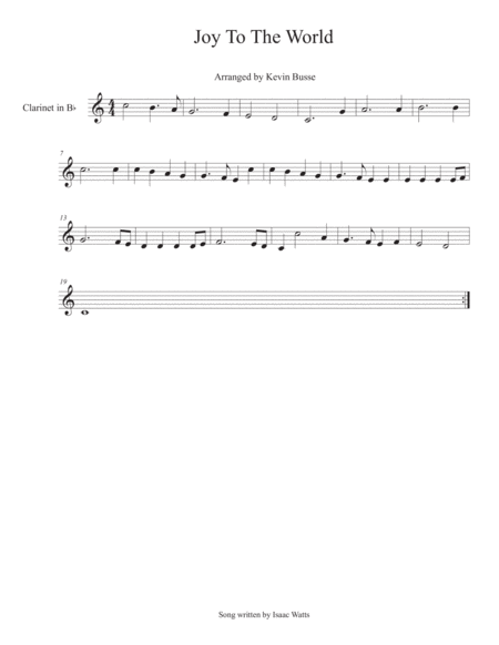 Joy To The World Clarinet Sheet Music