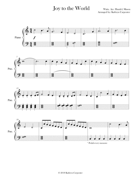 Joy To The World Contemporary Style Piano Level 2a Sheet Music