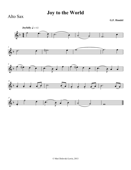Free Sheet Music Joy To The World E Flat Saxes Alto Baritone Piano