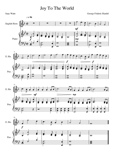 Joy To The World English Horn Solo Sheet Music