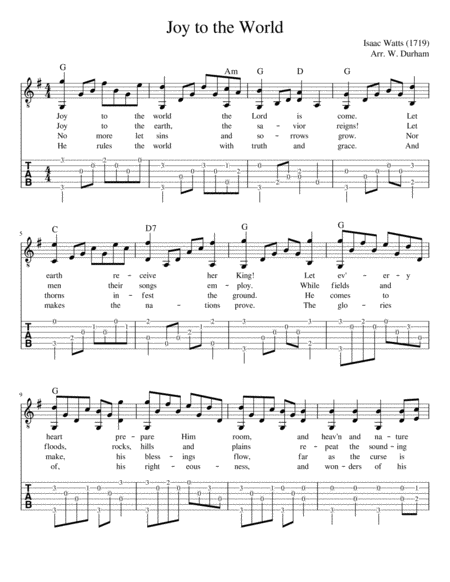 Joy To The World For Intermediate Fingerstyle Guitar Sheet Music