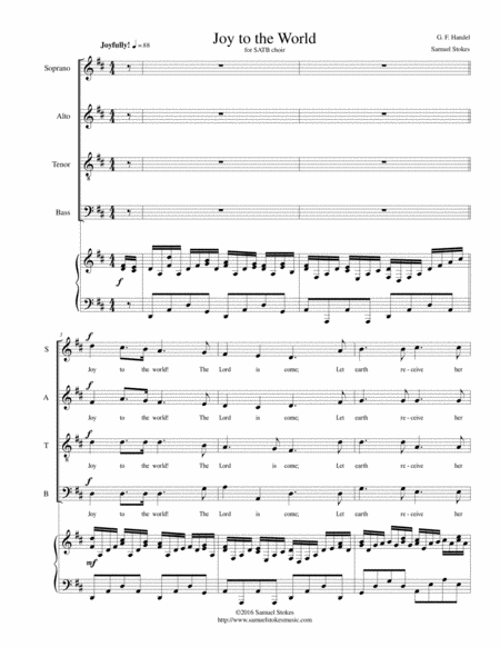 Free Sheet Music Joy To The World For Satb Choir With Piano Accompaniment