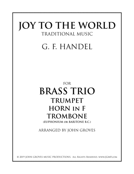 Free Sheet Music Joy To The World Trumpet Horn Trombone Brass Trio