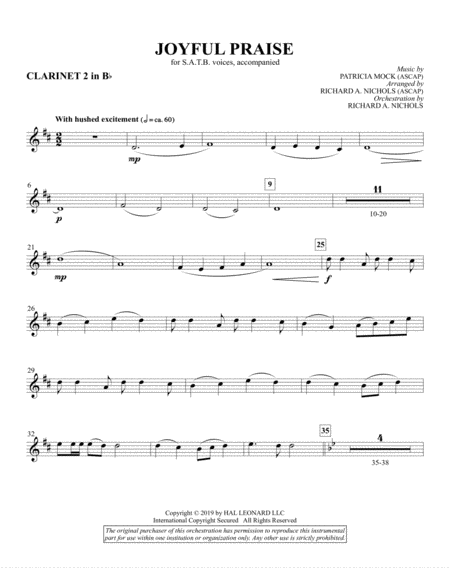 Joyful Praise Bb Clarinet 2 Sheet Music