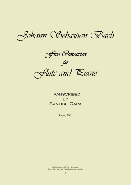 Free Sheet Music Js Bach Flute And Piano Five Concertos