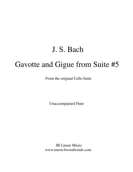 Js Bach Gavotte And Gigue From Suite 5 Set For Unaccompanied Flute Sheet Music