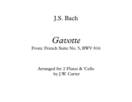 Js Bach Gavotte Arranged For 2 Flutes Cello Sheet Music