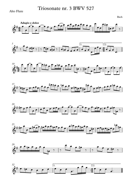 Js Bach Triosonate Nr 3 Bwv 527 Adagio Sheet Music