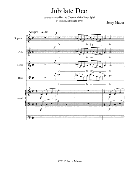 Free Sheet Music Jubilate Deo For Satb Organ