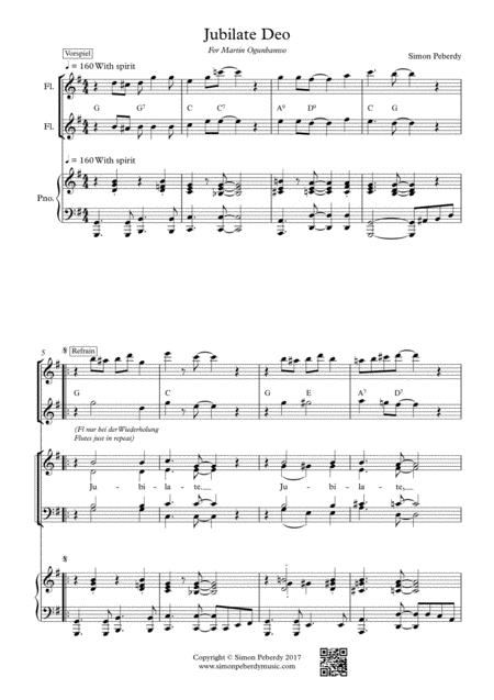 Jubilate Deo Rhythmical Gospel Setting For Satb Piano Optional 2 Flutes Sheet Music