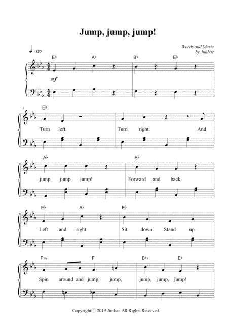 Free Sheet Music Jump Jump Jump Nursery Rhymes For Easy Piano