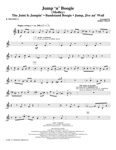 Jump N Boogie Medley Bb Trumpet 2 Sheet Music