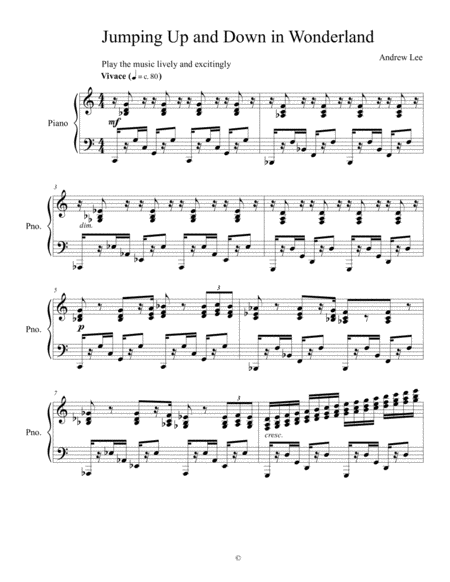 Jumping Up And Down In Wonderland Andrew Lee Sheet Music