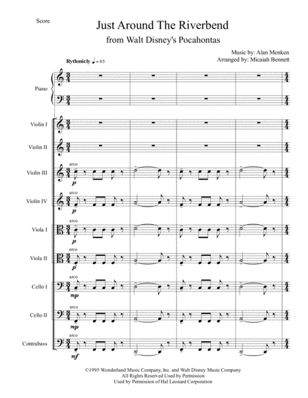 Just Around The Riverbend String And Piano Chamber Ensemble Sheet Music