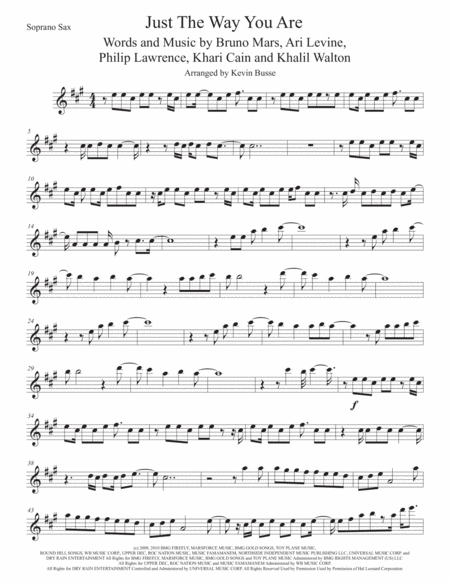 Just The Way You Are Soprano Sax Sheet Music