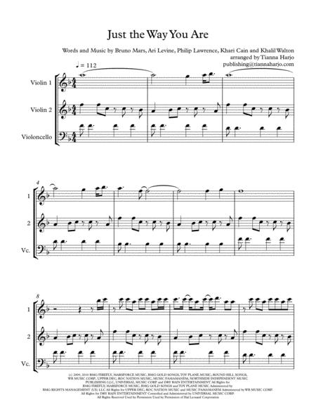 Just The Way You Are String Trio 2 Violins And Cello Sheet Music